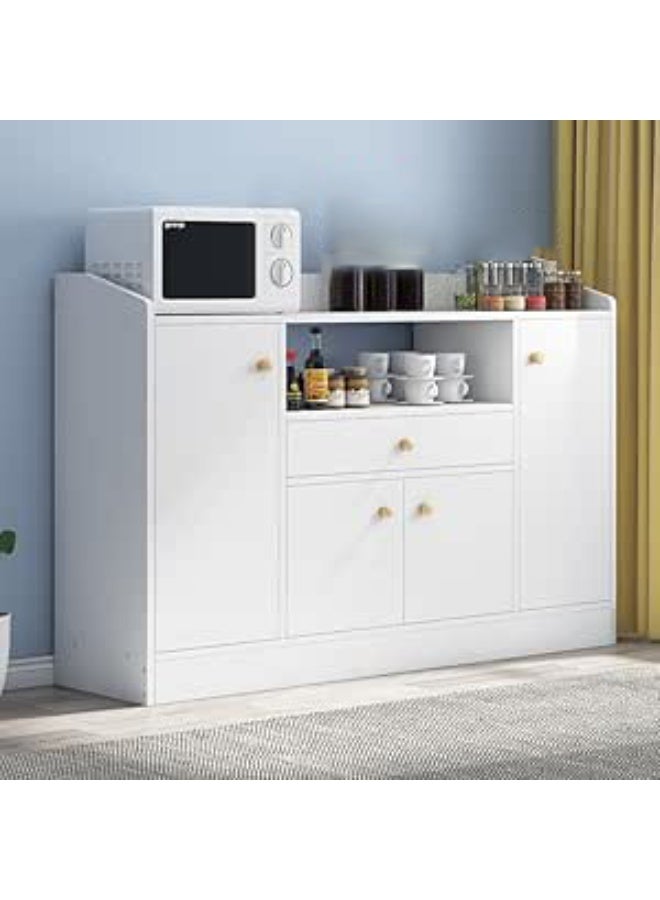 CityRiya-Long Coffee Corner,Storage Cabinet,Restaurant Storage Cabinet With Drawers And Doors,Sideboard Suitable For Kitchen, Living Room, Corridor, Dining Room White 110x30x80 cm（CDA5）  - Image 1