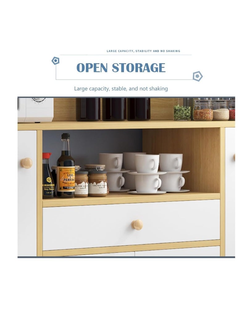 CityRiya-Long Coffee Corner,Storage Cabinet,Restaurant Storage Cabinet With Drawers And Doors,Sideboard Suitable For Kitchen, Living Room, Corridor, Dining Room White 110x30x80 cm（CDA5）  - Image 4