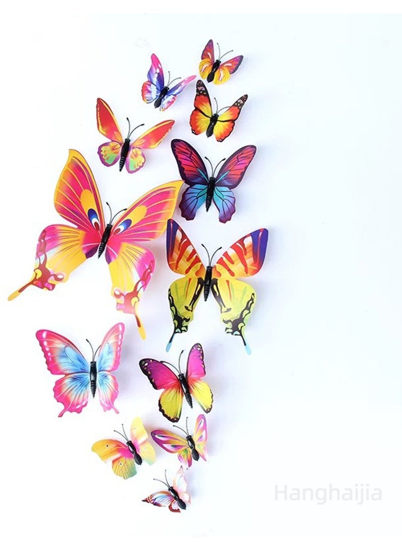 Hanghaijia 12 PCS 3D Simulation Butterfly Wall Fridge Stickers Decorations Photography Props  - Image 1