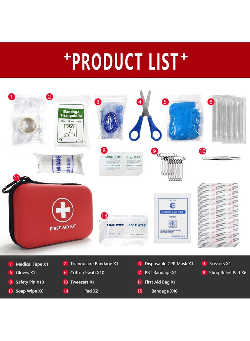 90 Pcs First Aid Kit + Survival kit for Treat, Protect Minor Cuts, Scrapes. Home, Office, Car, School, Business, Travel, Emergency, Survival, Hunting, Outdoor, Camping & Sport - Image 1