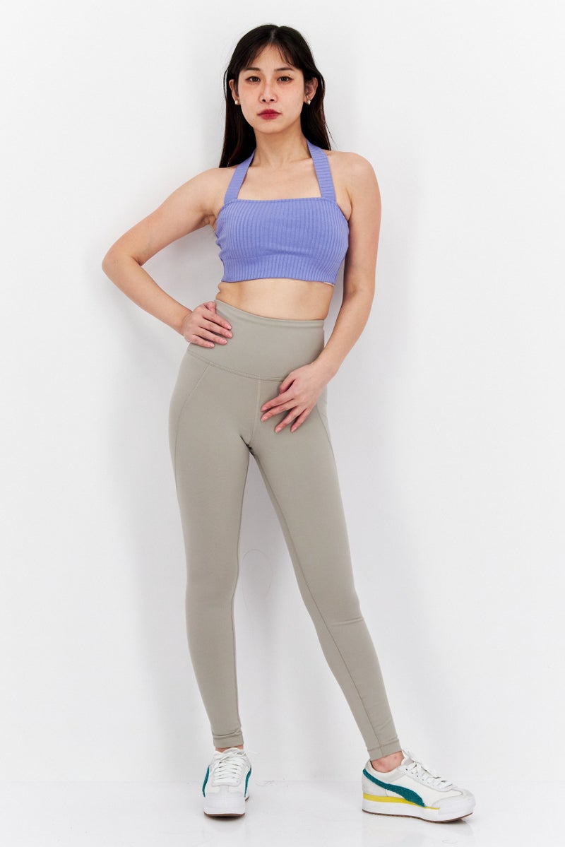 Etam Women Halter Neck Sleeveless Solid Crop Top, Lilac - Image 4