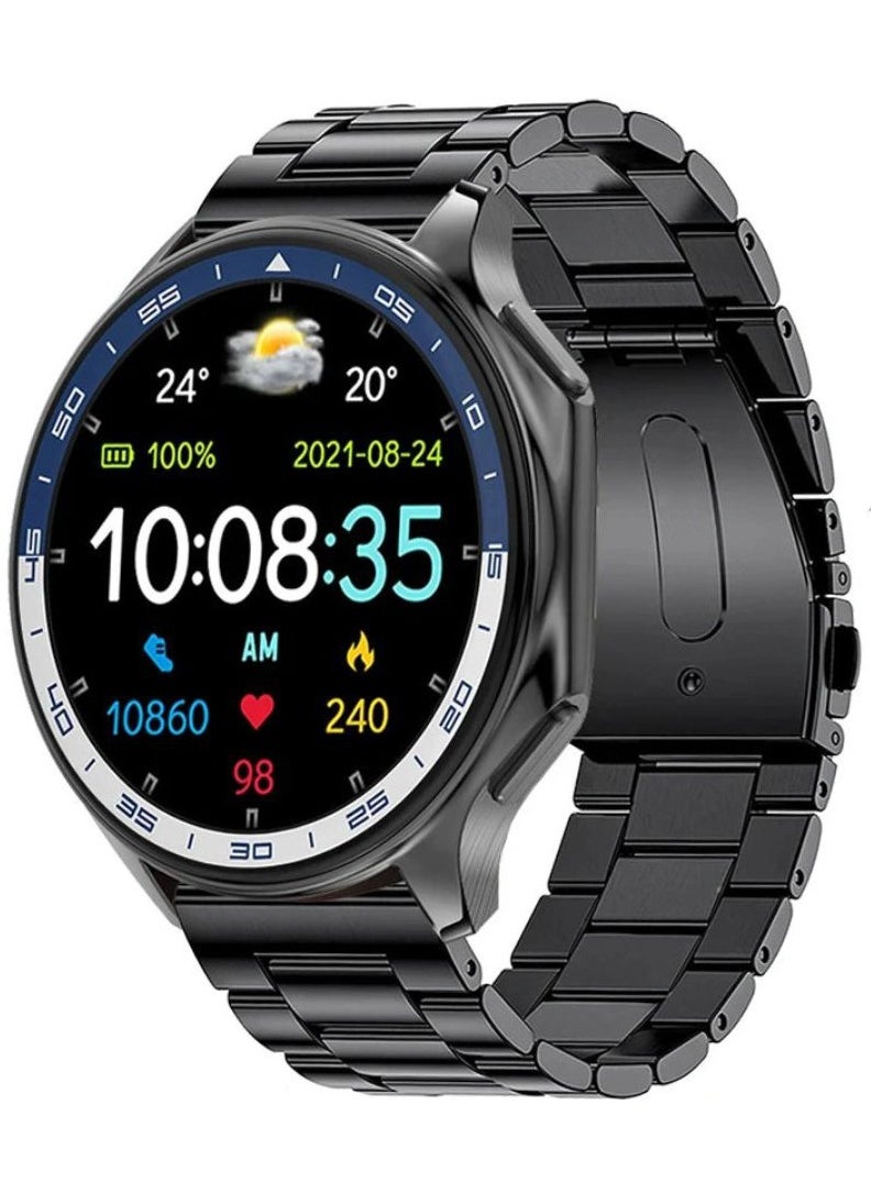 RollsTimi  - Men's Bluetooth Smartwatch, 1.43 Inch Full Screen Touch, Long Standby, Multiple Sports Modes, Heart Rate And Sleep Monitoring, Multi Language Selection, Black Steel Strap DT Watch X - Image 1