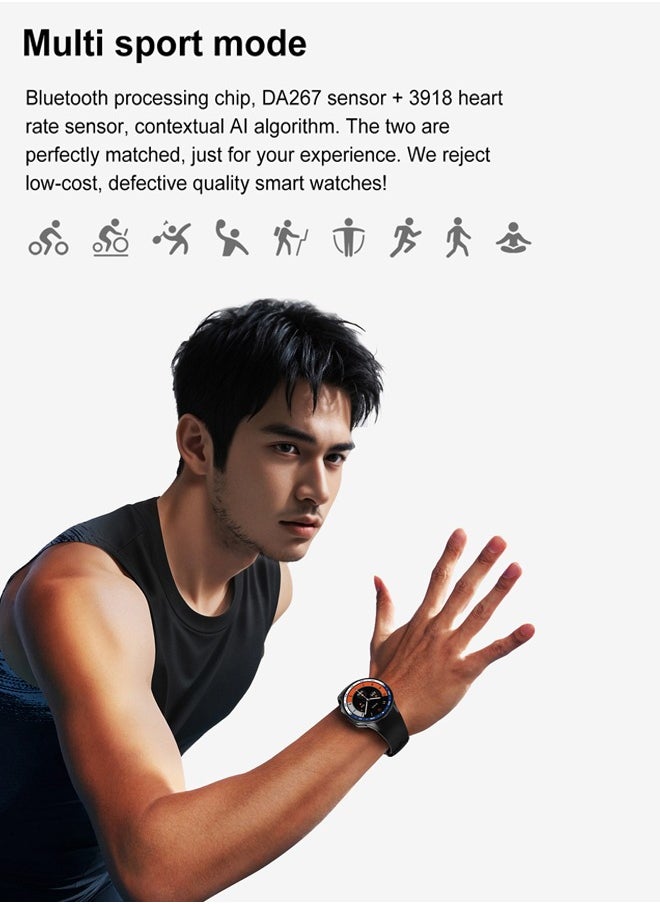RollsTimi  - Men's Bluetooth Smartwatch, 1.43 Inch Full Screen Touch, Long Standby, Multiple Sports Modes, Heart Rate And Sleep Monitoring, Multi Language Selection, Black Steel Strap DT Watch X - Image 1