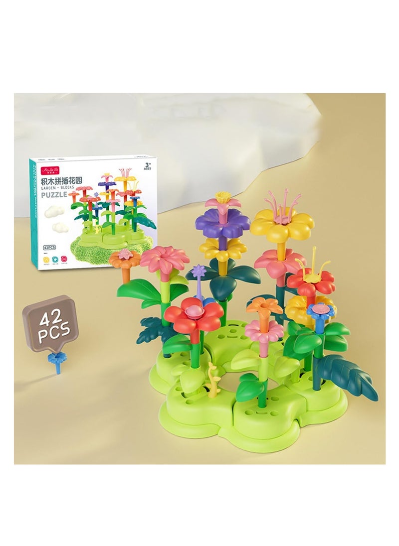 ECVV - ECVV 42Pcs DIY Building Block Floral Garden Puzzle Toy Set, Building Blocks Set for Cultivating Children's Logical Thinking and Imagination, Designed for Children, Teens & Adults - Image 1