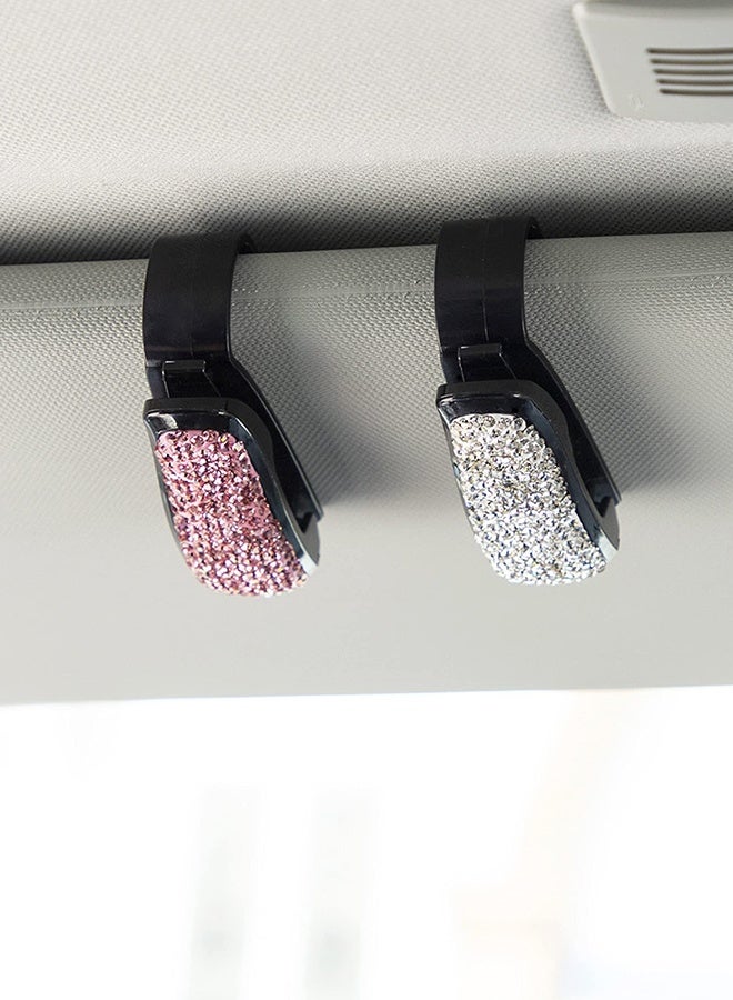 Car Sun Visor Glasses Holder, 2 Pack Bling Rhinestone Sunglasses Clips, with Ticket Card Clip Function, Suitable for Car Eyeglasses and Sunglasses - Image 5