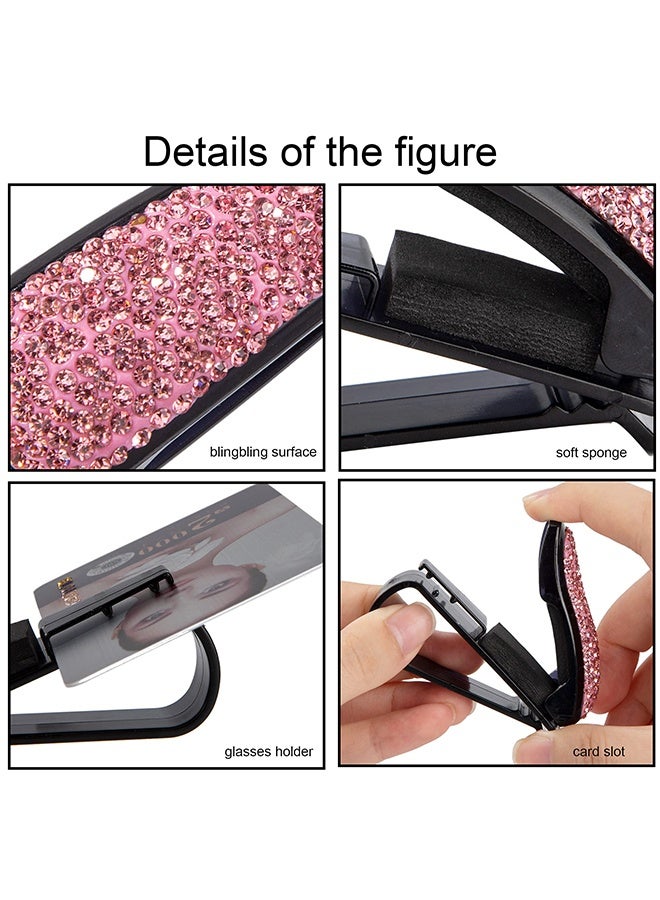 Car Sun Visor Glasses Holder, 2 Pack Bling Rhinestone Sunglasses Clips, with Ticket Card Clip Function, Suitable for Car Eyeglasses and Sunglasses - Image 3
