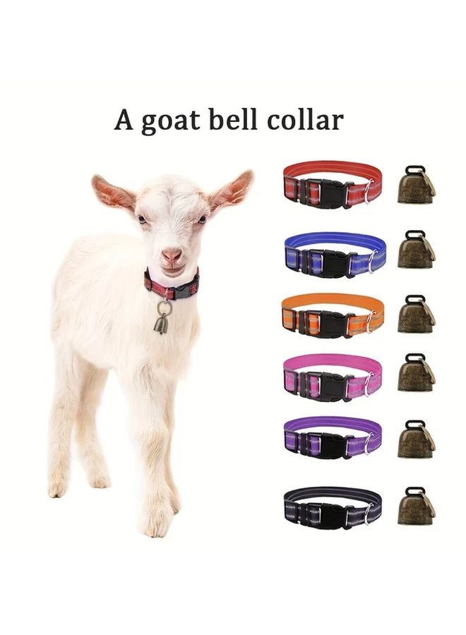 Blue Reflective Goat Collar With Bell Adjustable Nylon Anti Loss Sheep Collar 4pcs - Image 2