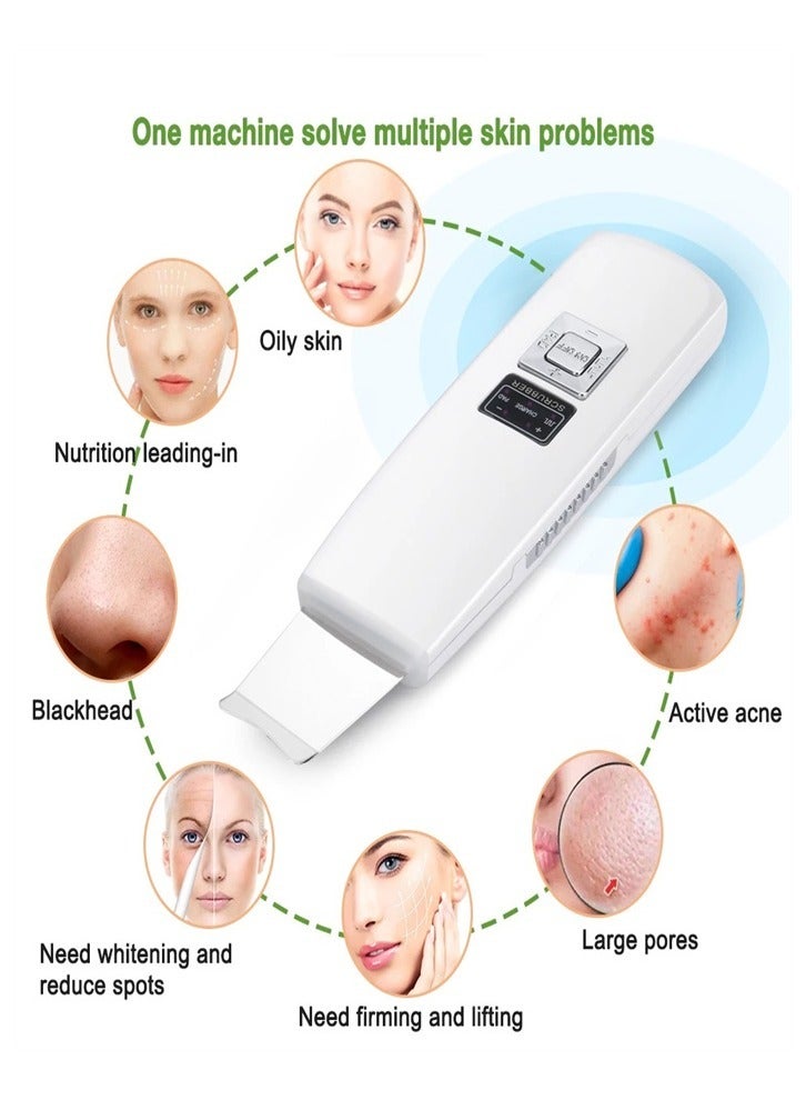 Portable Blackhead Removal Ultrasonic Facial Cleaner Rechargeable Face Skin Scrubber Cleaning Skin Peeling Extractor White - Image 3