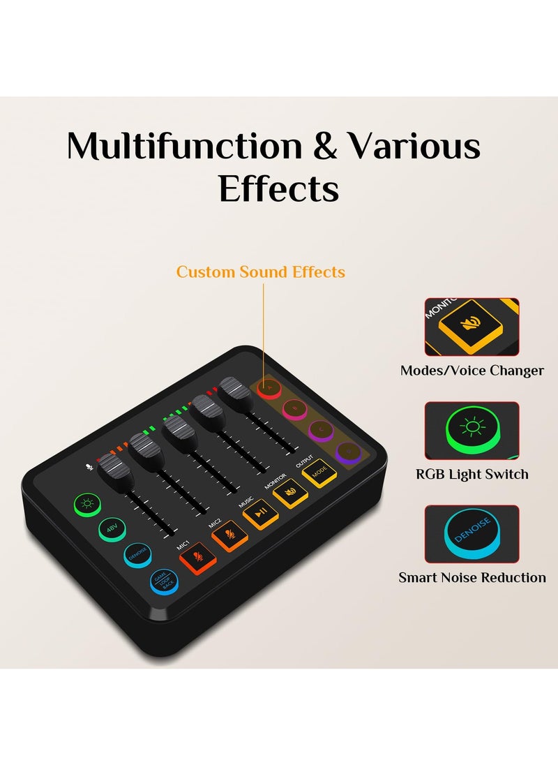 XiuWoo - Podcast Equipment Bundle, Audio Interface with Voice Changer and Condenser Microphone, Recording Studio Package Perfect for Recording, Broadcasting, Live Streaming, YouTube, TikTok, Gloden - Image 1