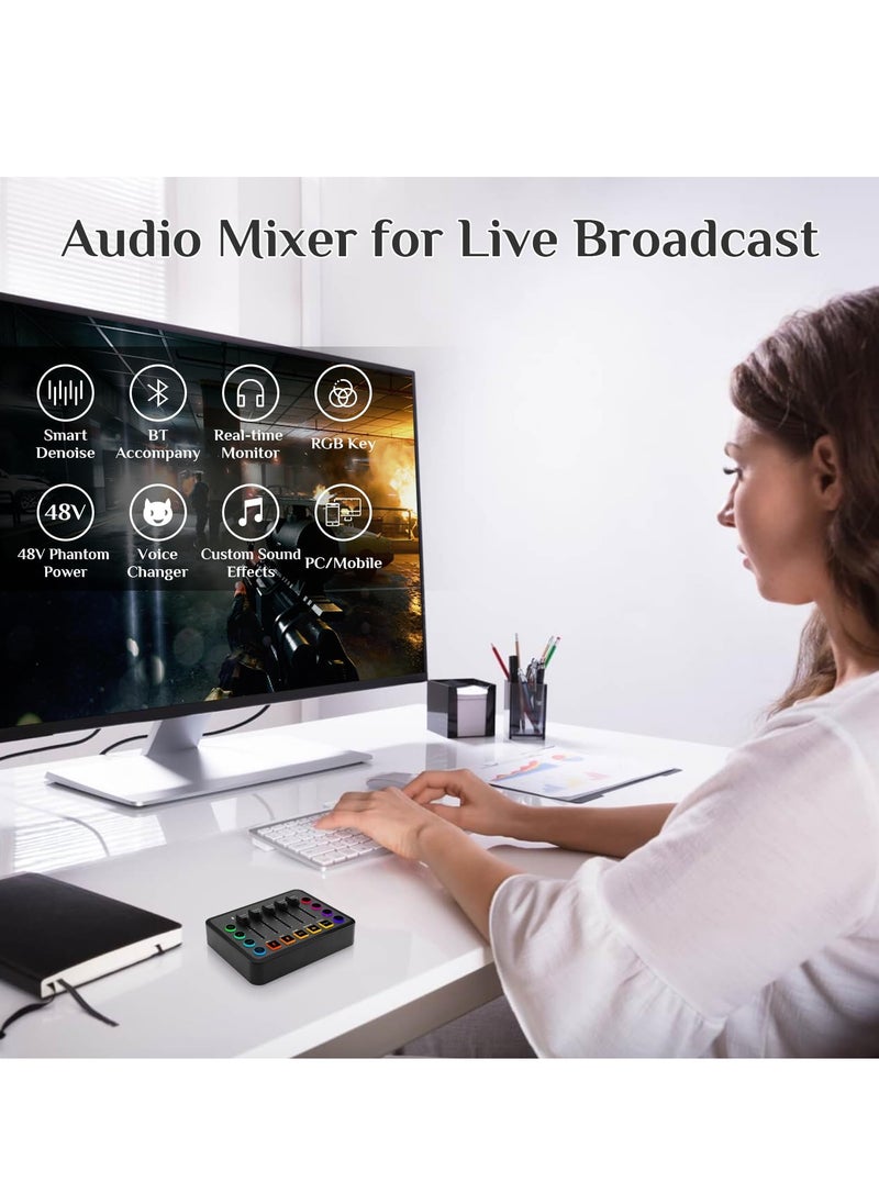 XiuWoo - Podcast Equipment Bundle, Audio Interface with Voice Changer and Condenser Microphone, Recording Studio Package Perfect for Recording, Broadcasting, Live Streaming, YouTube, TikTok, Gloden - Image 1