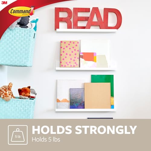 Command Picture Ledge, 21" Damage Free Hanging Floating Shelf with Adhesive Strips, Quartz, No Tools Picture Hanger for Displaying Decorations and Photographs, 1 Ledge and 10 Command Strips - Image 4