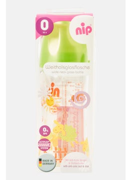 nip Printed Glass Wide Neck Feeding Bottle 240 ml, Transparent Combo  - Image 1