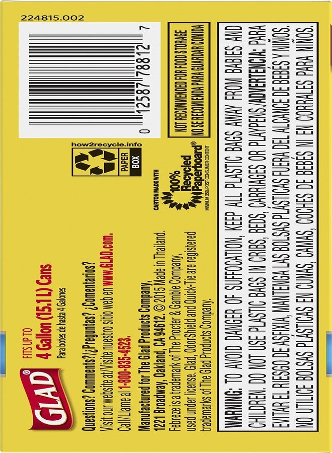 Glad Small Trash Bags 4 Gallon, Febreze Fresh Clean Garbage Bags, Odor Resistant with Quick Tie, 26 Count - Image 5