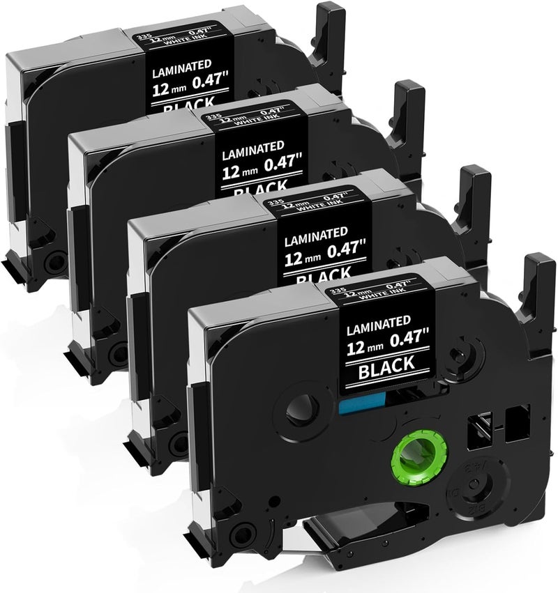 Labelife Compatible Label Tape Replacement for Brother TZe-335 TZe TZ Tape White on Black 12mm 0.47 Inch Laminated Ptouch Label Tape TZe335 for Brother P-Touch PTD210 PTH110 PTD600 Label Maker, 4-Pack - Image 1