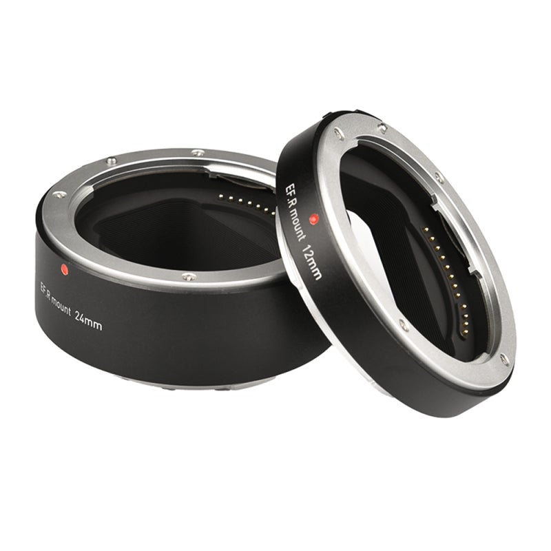 Macro Extension Tube : 12mm 24mm Black Metal Set - Auto Focus With Electric Pins For Canon R Mount Macro Photography - Image 1
