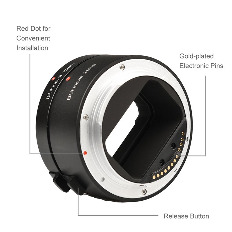 Macro Extension Tube : 12mm 24mm Black Metal Set - Auto Focus With Electric Pins For Canon R Mount Macro Photography - Image 4