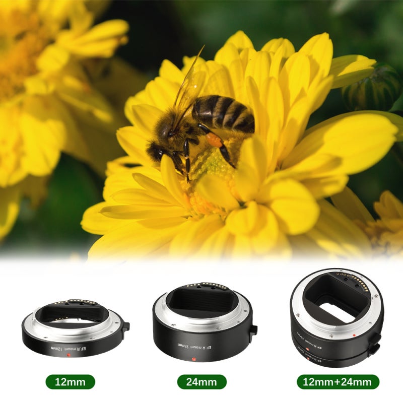 Macro Extension Tube : 12mm 24mm Black Metal Set - Auto Focus With Electric Pins For Canon R Mount Macro Photography - Image 5