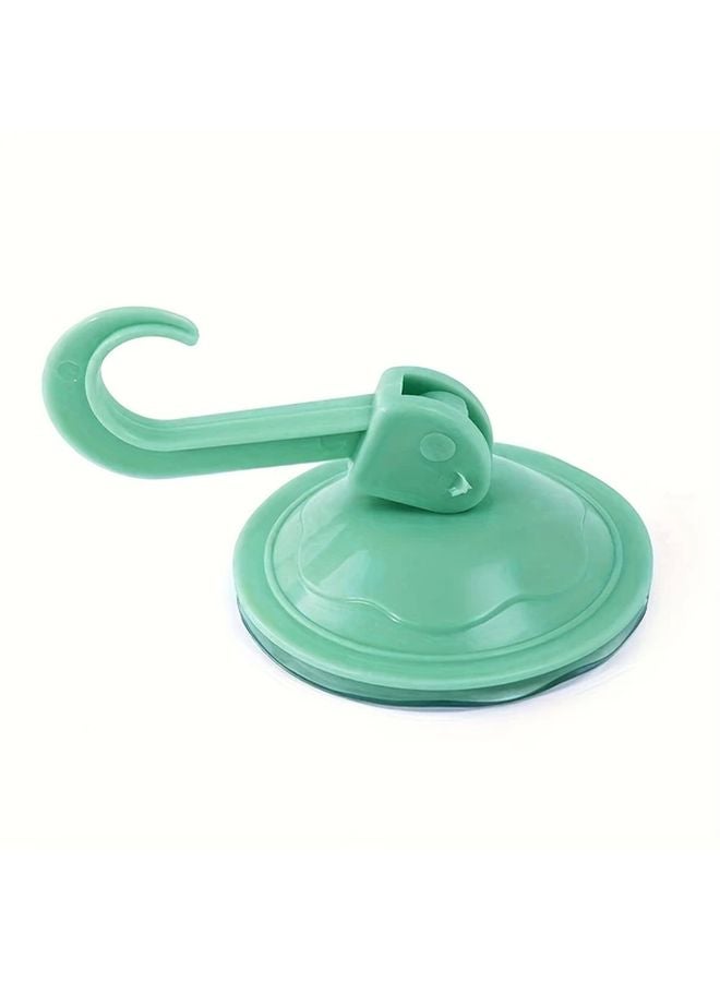 2pcs Strong Adhesive Suction Cup Hooks No Drill Wall Hooks Green PVC Plastic - Image 1