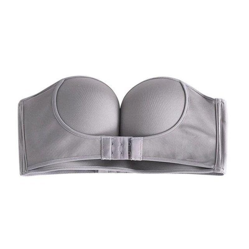 [one piece issued on behalf of others] large size and large cup QQ sugar underwear without shoulder belt front buckle gathered anti-skid invisible bra wrapped in women's grey 38 / 85cd