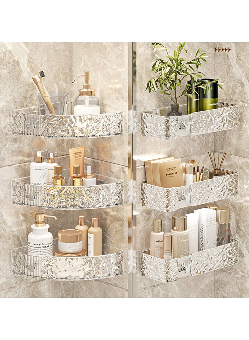 Shower Caddy Shelf, Set Of 2pcs, Corner Bathroom Shelf For Bathroom Organizer And Storage, No-Drilling Shower Organizer, Transparent ABS+PET Bathroom Accessories (Transparent White)