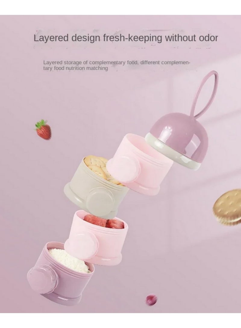 4 Grid Baby Formula Milk Storage Infant Toddler Portable Milk Powder Box Dispenser Food Container Kids Food Storage Snack Box (Purple) - Image 3