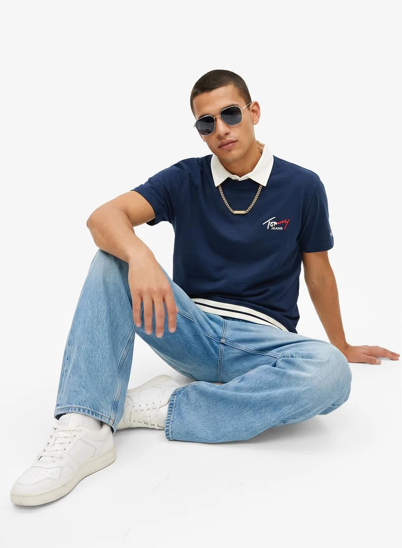 Tommy Jeans Signature Logo Slim Jersey T-Shirt