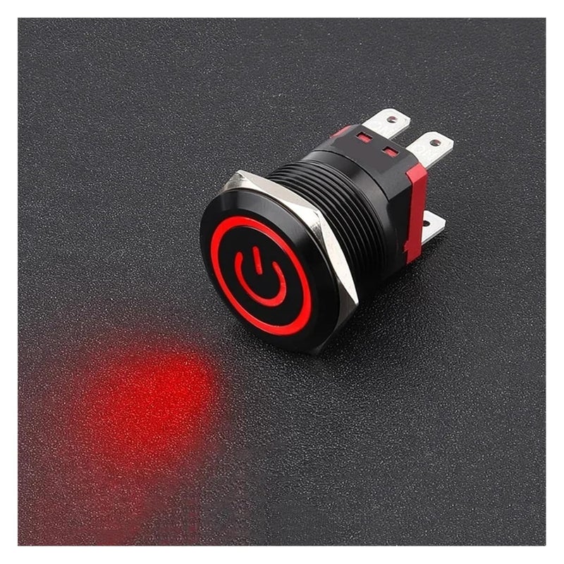 22 مم مفتاح طاقة عالي التيار ذاتي القفل مقاوم للماء زر إعادة تعيين أسود 3 6 فولت - Image 3