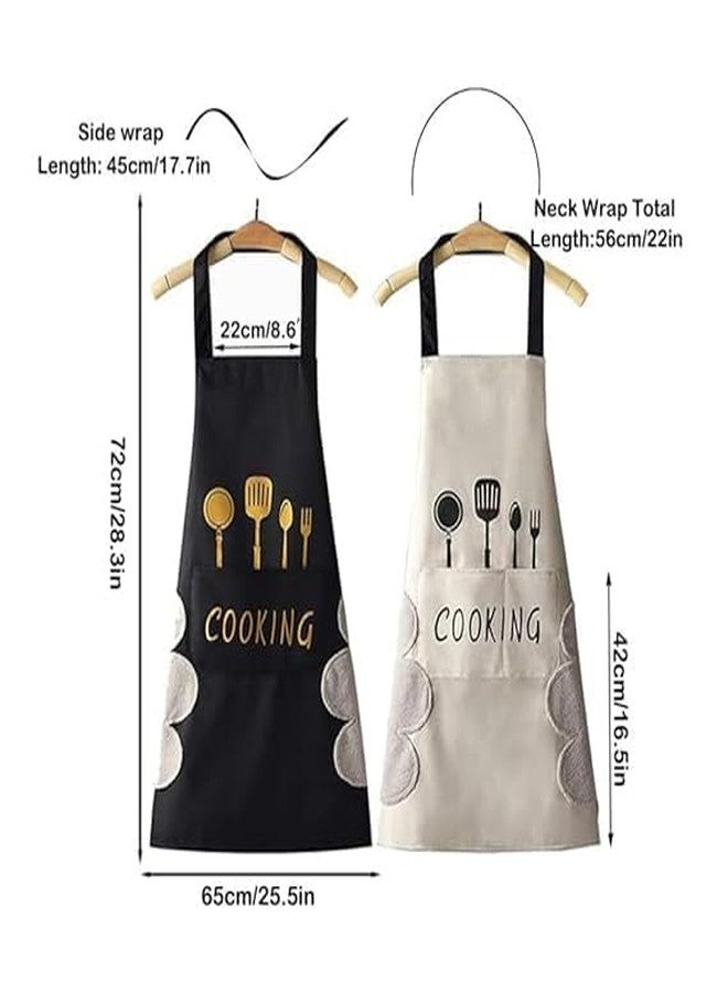 Zapsol Waterproof Kitchen Apron for Women with Big Front Pocket & Hand-Wiping Towel | Wear-Resistant Chef Apron for Cooking, Baking & Dishwashing (Black Pack Of 1) - Image 3