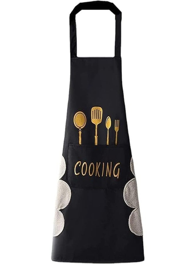 Zapsol Waterproof Kitchen Apron for Women with Big Front Pocket & Hand-Wiping Towel | Wear-Resistant Chef Apron for Cooking, Baking & Dishwashing (Black Pack Of 1) - Image 1