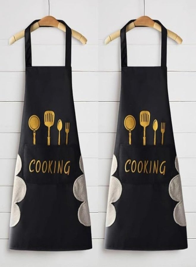 Zapsol Waterproof Kitchen Apron for Women with Big Front Pocket & Hand-Wiping Towel | Wear-Resistant Chef Apron for Cooking, Baking & Dishwashing (Black Pack Of 1) - Image 5