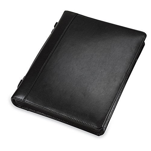 Samsill 15540 Regal Leather Padfolio Zipper 1 inch Ring Binder, Carry Handle, Interior 10.1 Inch Tablet Sleeve, Letter Size Writing Pad, Black - Image 2