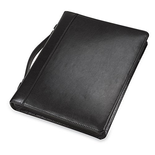 Samsill 15540 Regal Leather Padfolio Zipper 1 inch Ring Binder, Carry Handle, Interior 10.1 Inch Tablet Sleeve, Letter Size Writing Pad, Black - Image 1