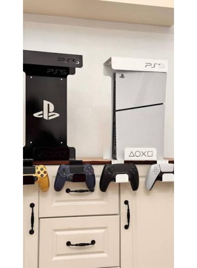 Modern PlayStation 5 stand for organizing and arranging your PS5 next to the screen; professional decorative gaming stand; sturdy, space-saving PlayStation holder; stylish gaming organizer base for gaming rooms and offices. - Image 1