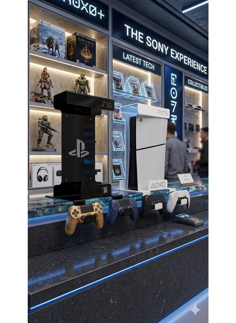Modern PlayStation 5 stand for organizing and arranging your PS5 next to the screen; professional decorative gaming stand; sturdy, space-saving PlayStation holder; stylish gaming organizer base for gaming rooms and offices. - Image 2