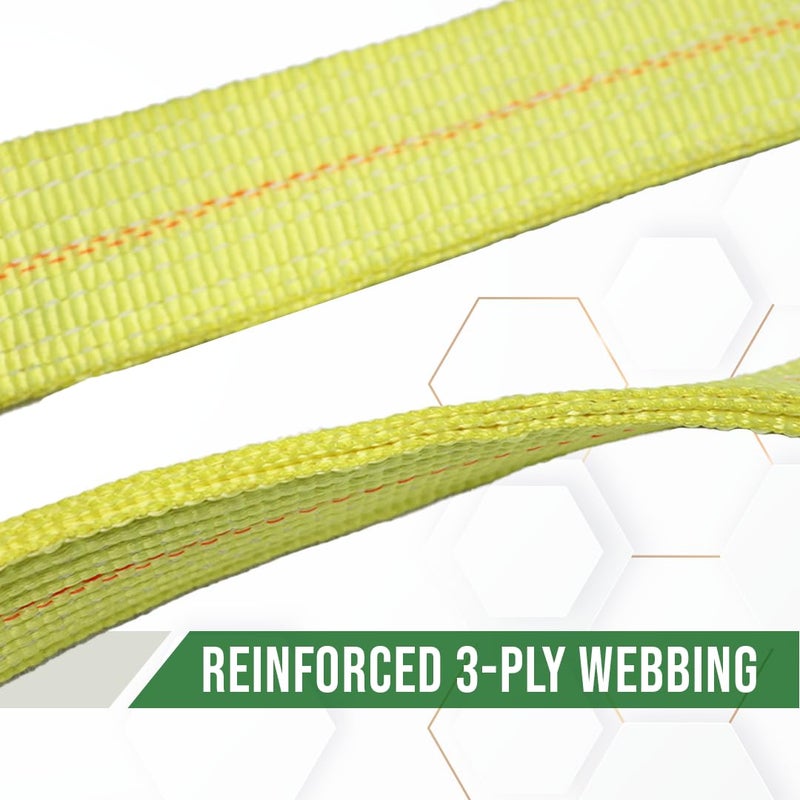 Boxer Tow Straps V Bridle 3â€ x 36â€ with J Hook, T-J Hook, Reinforced Webbing, Recovery V Strap, Rollback, Car Hauler, Towing â€“ B/S 16,200lbs - Image 3