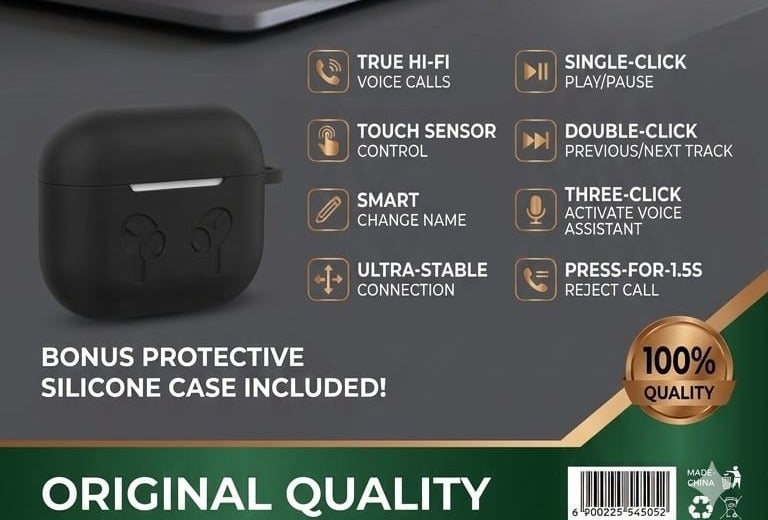 ORdEo Earbud AIR 3 Wireless Bluetooth Earbuds, High-Fidelity Sound, Noise-Canceling Headphones, Touch Control & Long Battery Life - Image 3