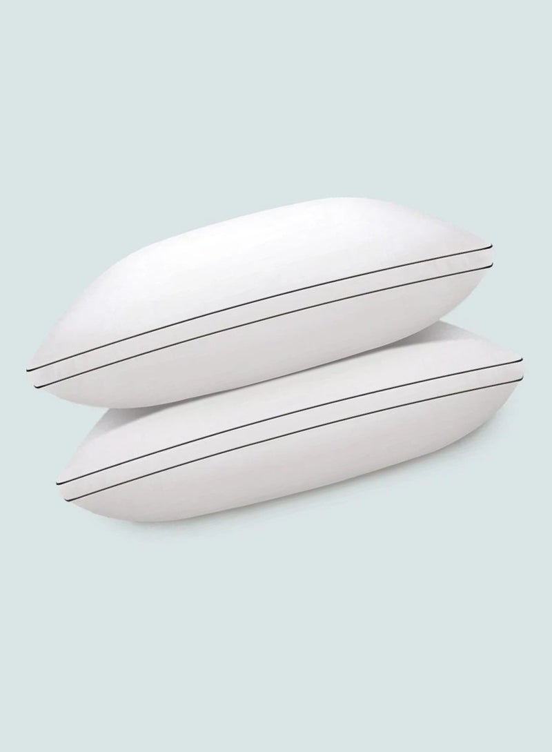 Blueberry 2 Pieces Soft Cotton Bed Pillow Double Black Piping Design 50x70cm Made in Uae  - Image 1