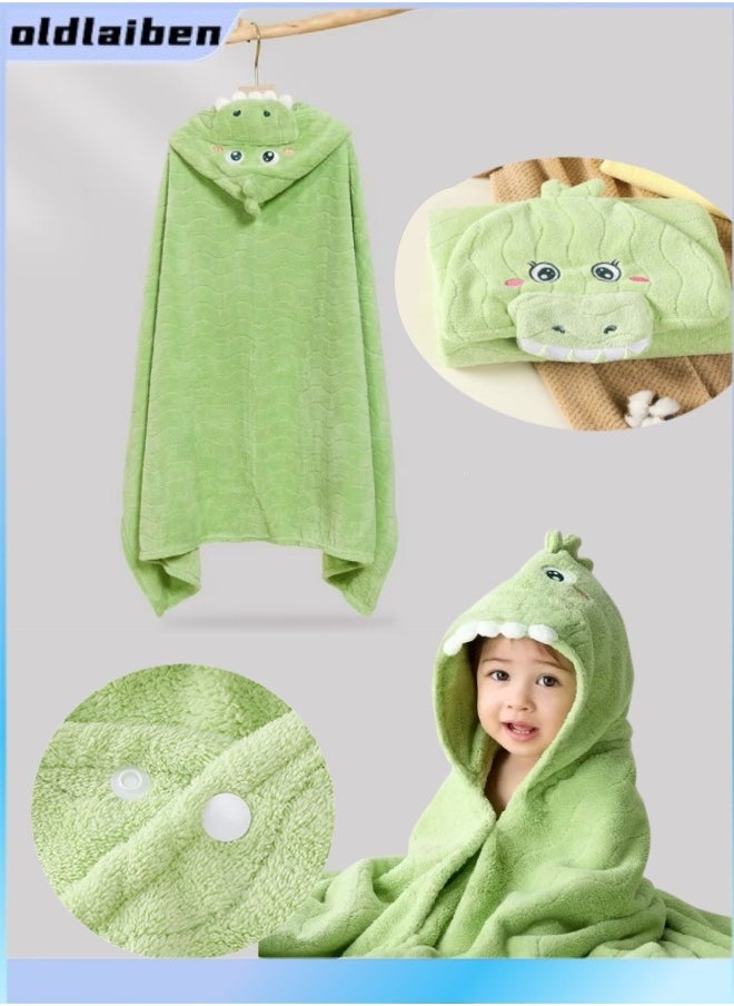 oldlaiben Hooded Baby Towels,Absorbent Large Baby Towel,Soft Premium Coral Fleece Bath Towel,Ultra Absorbent For Baby Cozy And Warm-Bath Essential For Newborn,Infant And Toddler 80*120cm(Green)  - Image 1