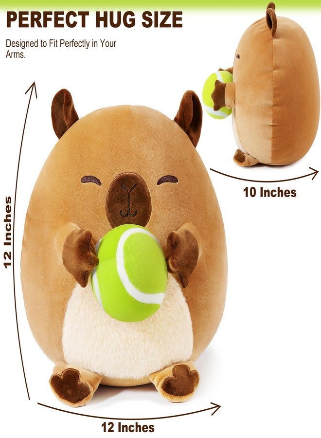 Onsoyours Original Capybara Plush with Tennis Ball, Cute 12 inch Sport Capybara Brown Stuffed Animal, Ultra Soft Collectible Hugging Gift Plush Toy - Image 4