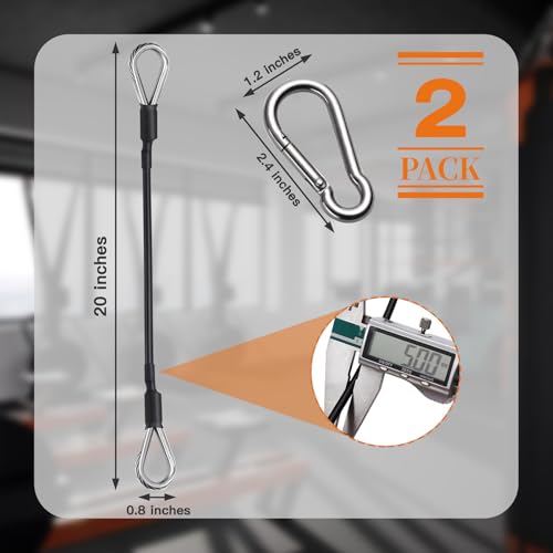 AIKESIWAY 2PCS Gym Cable Extension,Replacement Cable Machine Accessories,Cable Pulley Attachments for Gym -Thick 5mm(0.2inch) Heavy Duty Steel Wire Rope for Home Gym Cable (20 inch (2PCS)) - Image 3