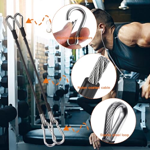 AIKESIWAY 2PCS Gym Cable Extension,Replacement Cable Machine Accessories,Cable Pulley Attachments for Gym -Thick 5mm(0.2inch) Heavy Duty Steel Wire Rope for Home Gym Cable (20 inch (2PCS)) - Image 2