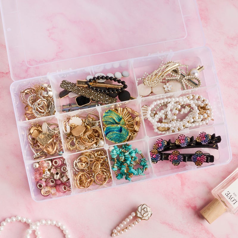 Mauproy 15 Grids Large Plastic Organizer Box with Adjustable Dividers, Compartment Container Clear Storage Box with Label Stickers for Beads, Crafts, Jewelries, Fishing Tackles - Image 5