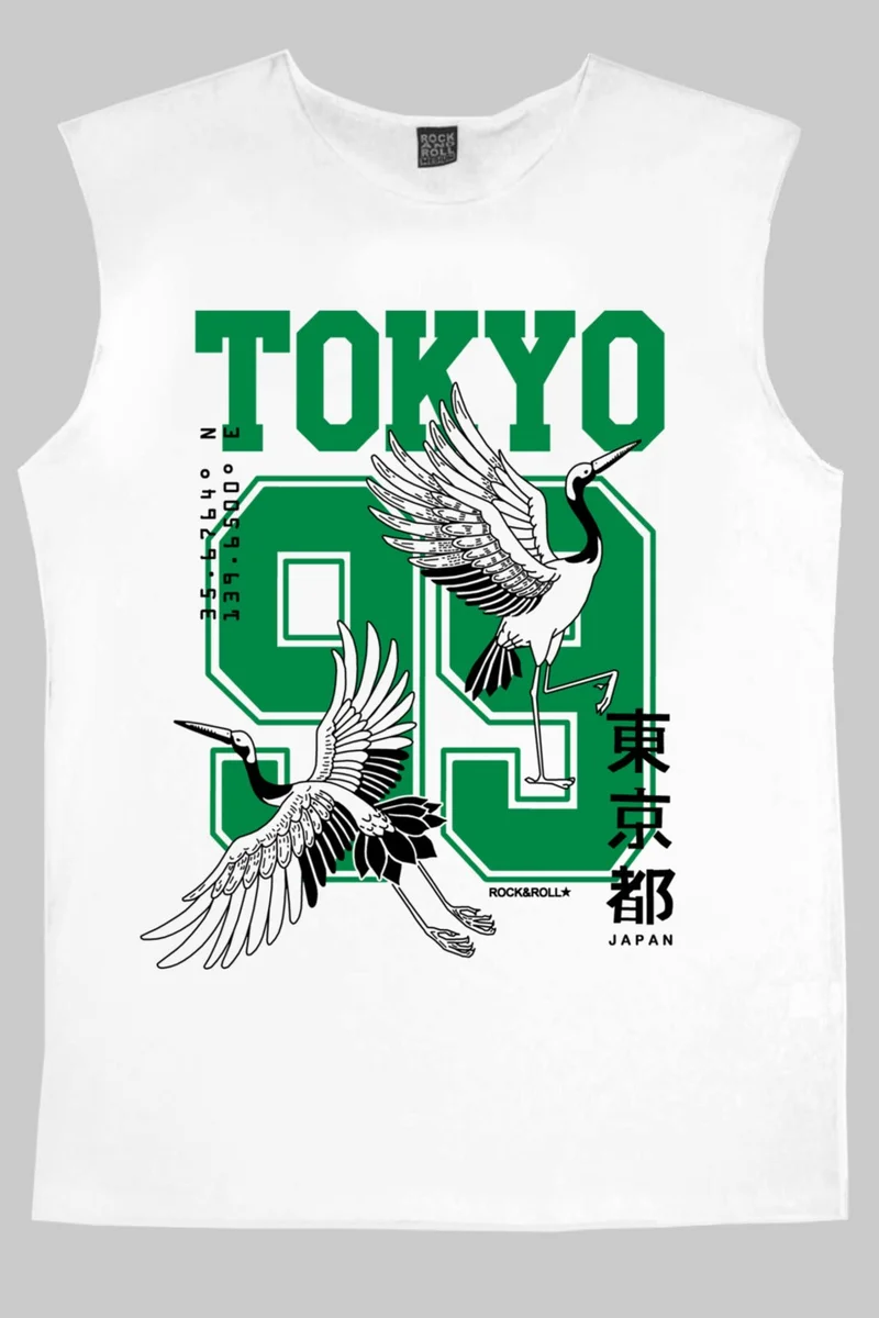 روك اند رول Tokyo 99 White Men's Cut Sleeve / Sleeveless T-Shirt