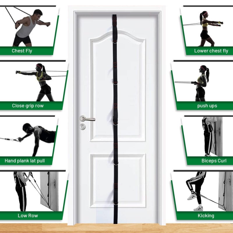 Slim Panda Door Anchor Strap for Resistance Bands - Complete Resistance Band Door Anchor System with 5 Stackable Bands - Home Gym for Full Body Strength Training - Fits up to 8FT - Image 3