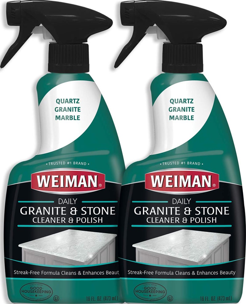 Weiman Granite Cleaner and Polish - 16 Ounce 2 Pack - For Granite Marble Soapstone Quartz Quartzite Slate Limestone Corian Laminate Tile Countertop and More - Image 1