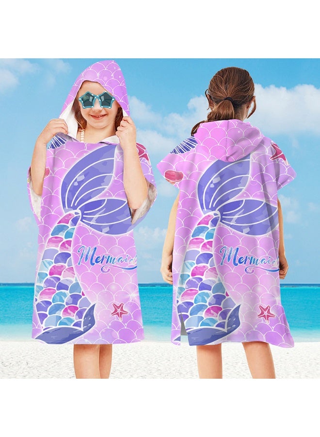 NIBEMINENT Kids Hooded Towel Cape - Microfiber Swim & Beach Bathrobe, Super Absorbent & Quick-Dry Towel for Children (60x75cm)  - Image 1