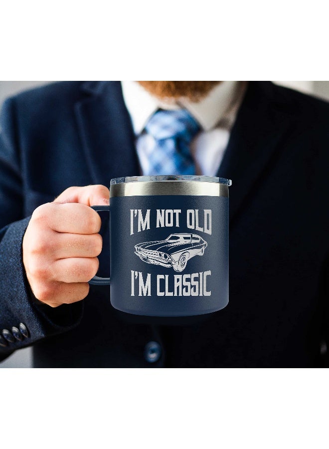 AMAZPRINTS Gifts for Dad from Daughter, Son, Kids on Fathers Day, Christmas - Grandpa Gifts for Christmas - Birthday gifts for Grandpa - Dad Birthday gifts - Funny Mug 14oz, Navy Insulated Stainless Steel - Image 2