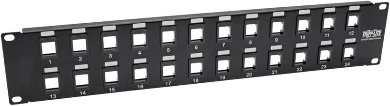 24-Port Keystone Blank Patch Panel RJ45, USB, HDMI, Cat5e / Cat6 Rackmount Unshielded 2URM (N062-024-KJ)