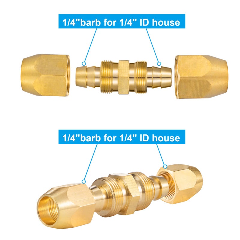 Breezliy 4PCS Soild Brass Air Reusable Hose Splicer For 1/4-Inch ID Hose,1/4" Air Hose Repair Fitting - Image 2