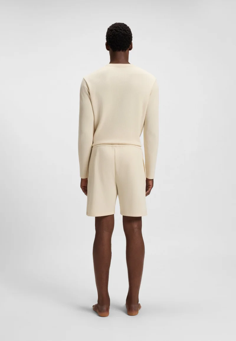 BOSS Waffle-structured pyjama shorts with embroidered logo